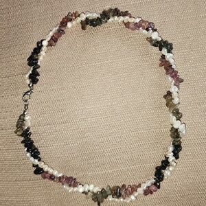 Vintage Water Fresh Pearls and Amethyst Double Strand Necklace in EC